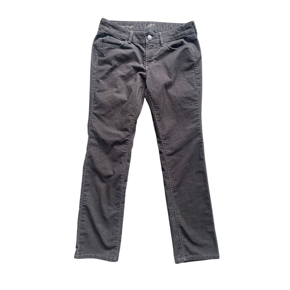 LOFT Womens Modern Straight Brown Pinwale Corduroy Pants‎ Petites Size 4 / 27